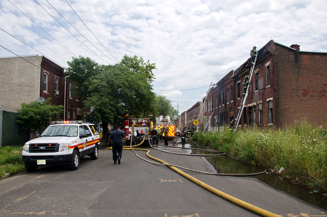 Looking east from Locust Street at Mt. Vernon Street, July 10, 2012