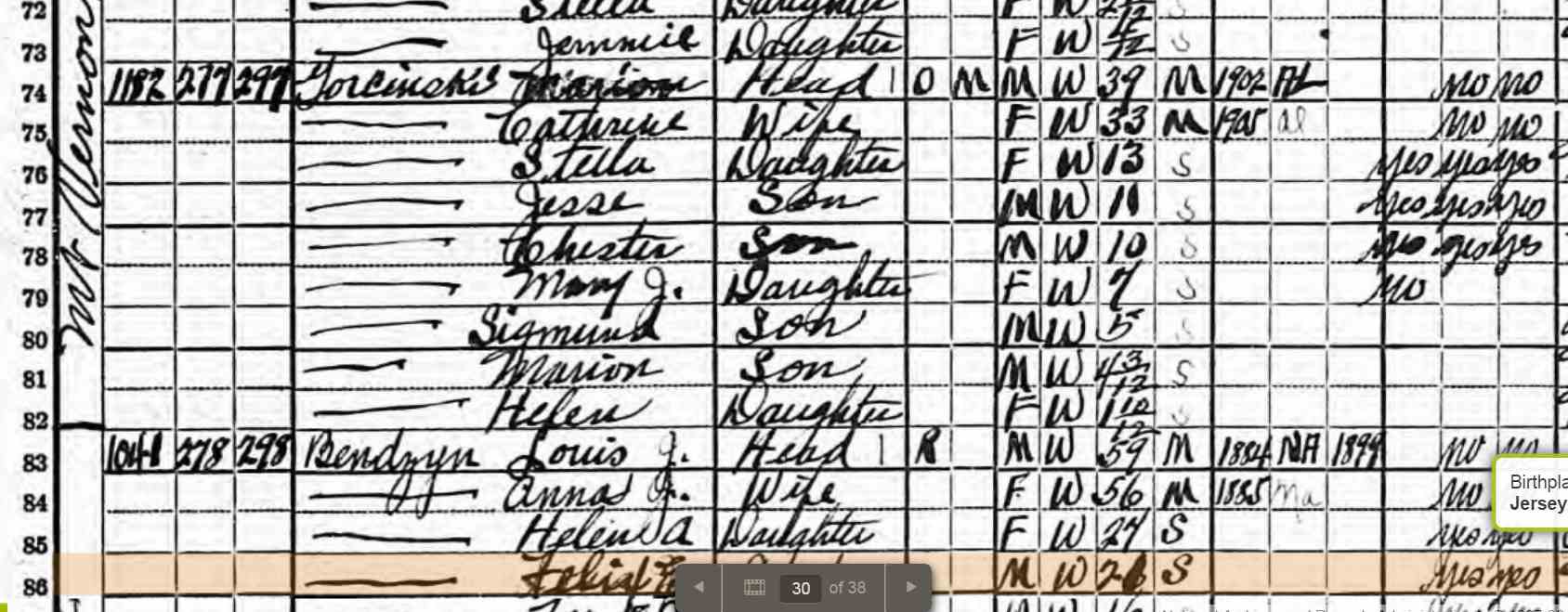 1182 Mount Vernon Street — Marion Gorczynski & Family, 1920 Census