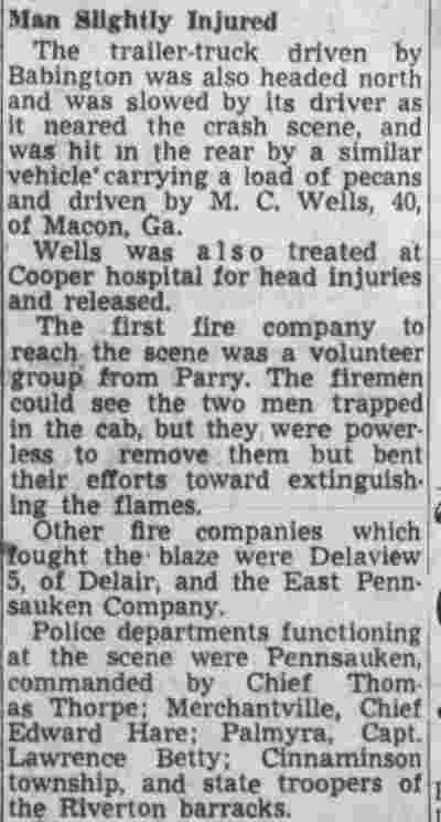 Man Slightly Injured — Camden Courier-Post, September 16, 1949