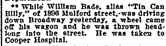Philadelphia Inquirer, June 17, 1906 — William Bade — 1896 Mulford Street