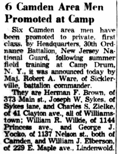 6 Camden Area Men Promoted at Camp — Camden Courier-Post, July 30, 1955