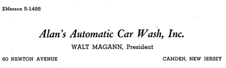 60 Newton Avenue — Veterans Boxing Association Ring No. 6, 1959 & 1961 Banquet Program Ad for Alan's Automatic Car Wash
