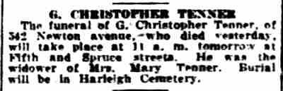 G. Christopher Tenner - Camden Courier-Post, April 8, 1932