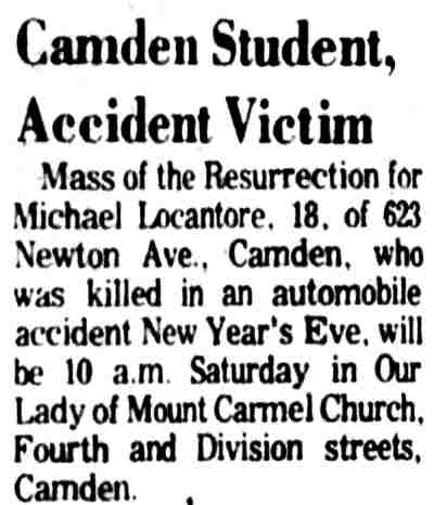 Camden Student, Accident Victim - Camden Courier-Post, January 3, 1975