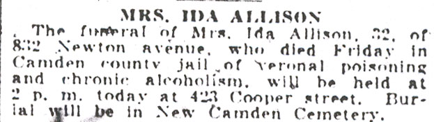 Mrs. Ida Allison - Camden Courier-Post, February 2, 1931