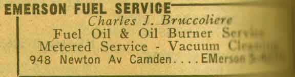 948 Newton Avenue — 1955, Emerson Fuel Service, Charles J. Bruccoliere. New Jersey Bell Telephone Yellow Pages Ad