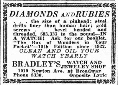 1010 Newton Avenue — 1933, Bradley's Watch & Jewelry Shop. Camden Courier-Post, February 10, 1933