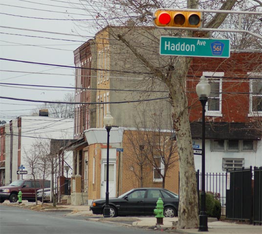 Intersection of Berkley Street, Trenton Avenue & Newton Avenue as seen from Haddon Avenue, January 2, 2008