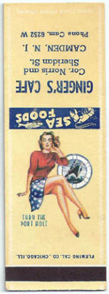 Ginger's Cafe matchbook — back