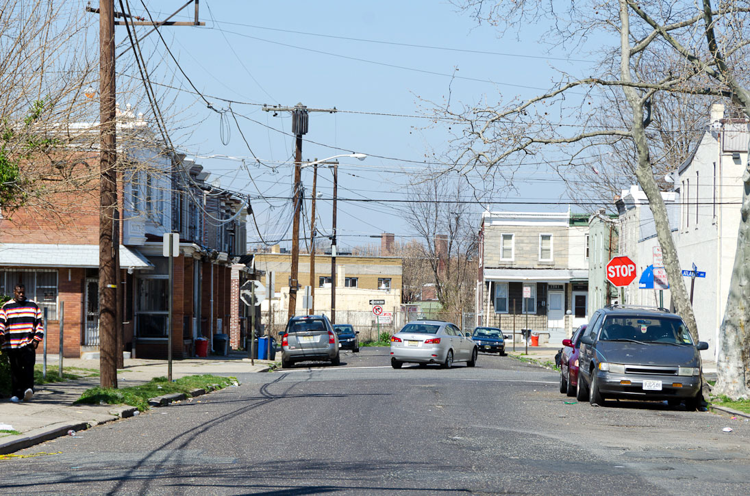 Intersection of Atlantic Avenue and Norris Street looking north from Lansdowne Avenue, March 19, 2012