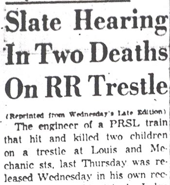Slate Hearing In Two Deaths On RR Trestle, Camden Courier-Post, December 12, 1957