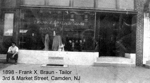 Francis X. Braun tailor shop exterior, c. 1896