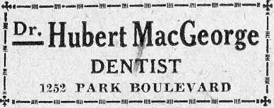 Dr. Hubert MacGeorge, 1252 Park Boulevard, Camden Courier-Post, October 30, 1931