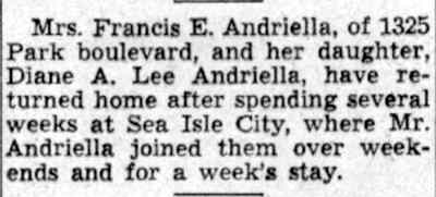 Francis E. Andriella, 1325 Park Boulevard, 1941