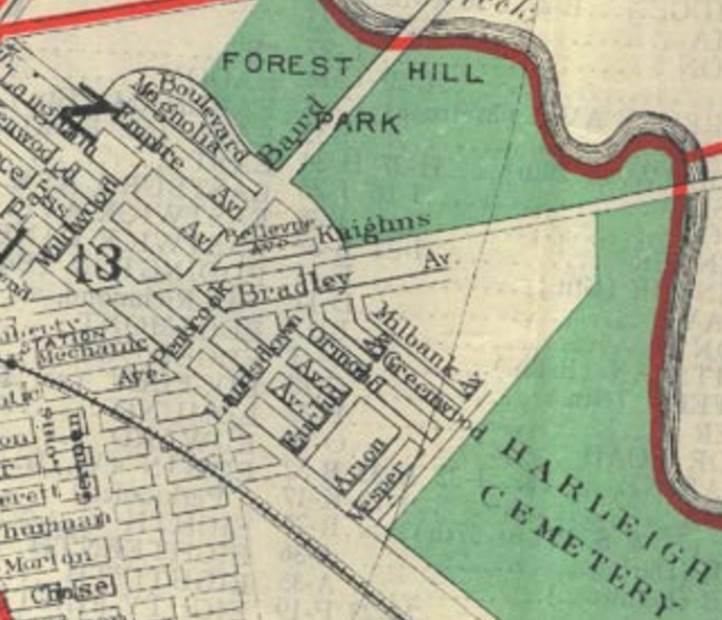 Map of Park Boulevard and Milbank Avenue area, 1914