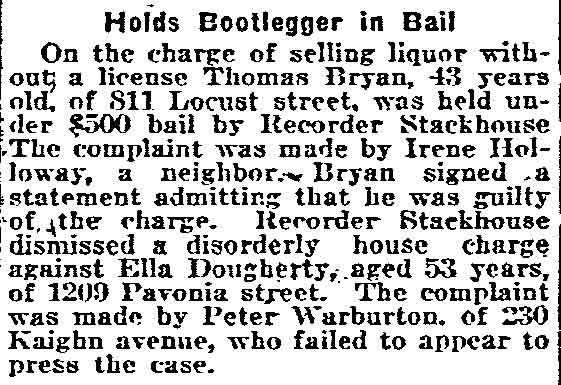 Holds Bootlegger in Bail, Philadelphia Inquirer, October 16, 1918