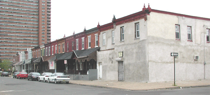 Looking northwest from 9th and Pearl Streets, May 3, 2003 — the 800 block of Pearl Street, North Camden