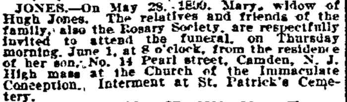 14 Pearl Street, Philadelphia Inquirer, May 31, 1899