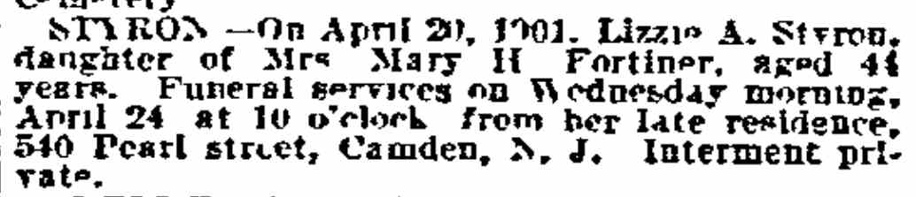 540 Pearl Street, Philadelphia Inquirer, April 23, 1901