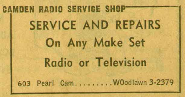 603 Pearl Street, Camden Radio Service Shop, 1955