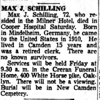 Max J. Schilling - January 16, 1956