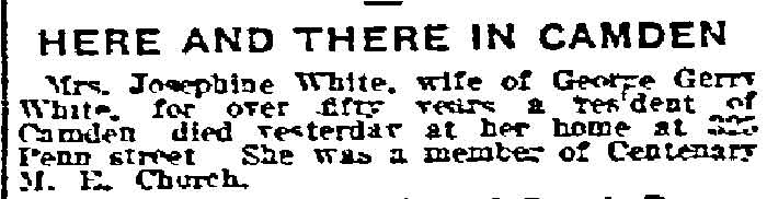 Mrs. Josephine White - December 16, 1917