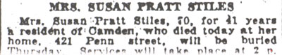 Mrs. Susan Pratt Stiles - April 14, 1930