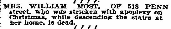 Mrs. William Most - December 28, 1897