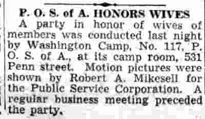 P. O. S. of A. Honors Wives - July 24, 1941
