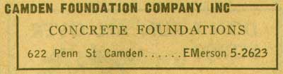 622 Penn Street, Camden Foundation, New Jersey Bell Telephone Directory Yellow Pages, 1955