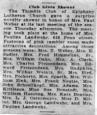 Club Gives Shower - June 1922