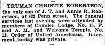 Truman Christie Robertson - September 16, 1905