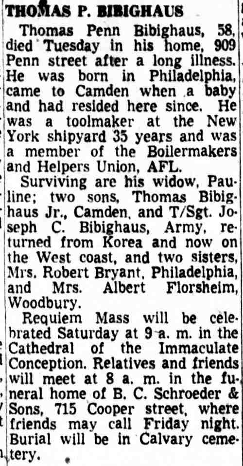 Thomas P. Bibighaus - April 2, 1952
