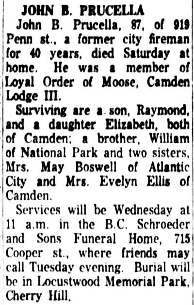 John B. Prucella - October 1, 1962