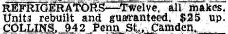 Collins refrigerators for sale - November 25, 1955