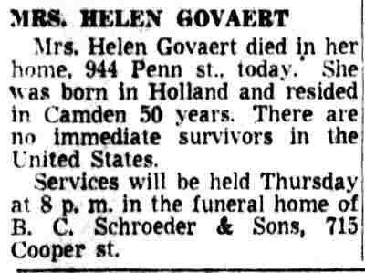 Mrs. Helen Govaert - November 18, 1952
