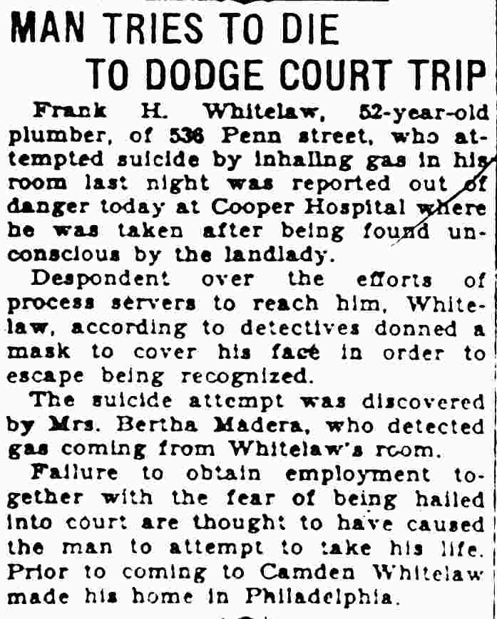 Man Tries to Die to Dodge Court Trip - June 27, 1929