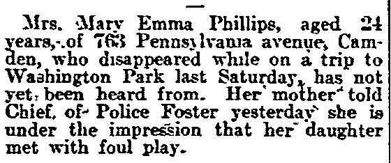 Philadelphia Inquirer, August 2, 1905 — Mrs. Mary Emma Phillips