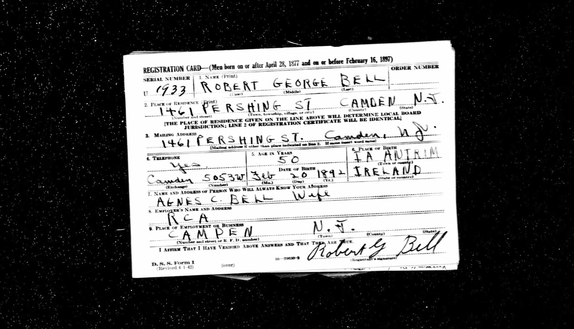 1461 Pershing Street — Robert G. Bell & Family, April 1942