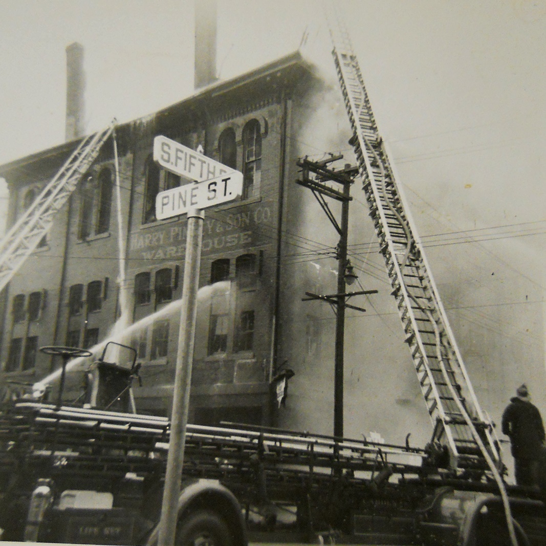 Wildey Hall fire, October 27, 1956, photo by Bob Bartosz