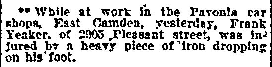Frank Yeaker — Philadelphia Inquirer, November 15, 1906