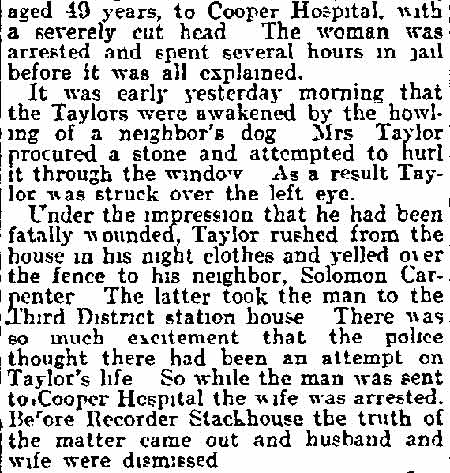 Woman Hits Husband Hurling Stone at Dog — Philadelphia Inquirer, September 15, 1915 (continued)