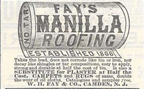Fay Manila Roofing Company, 516-520 Point Street, 1896 advertisement