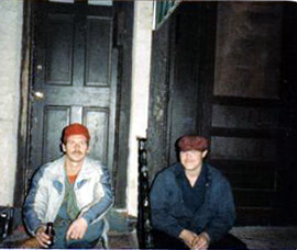 Floyd and Fred Mullin in front of 939-941 Point Street, 1978