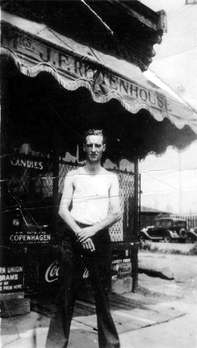 William Woo-Woo Rowan in front of 941 Point Street, 1930s