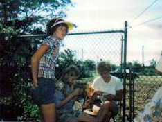 The Millers in the backyard of 941 Point Street, 1978