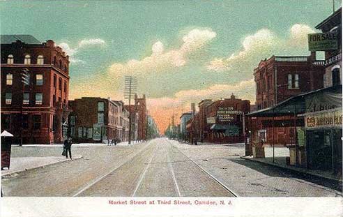 3rd and Market Street Camden — the West Jersey Title Building is the 3-story building on the right
