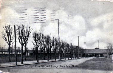 Postcard of the Vine Street Ferry Terminal, Cooper's Point ferry between Camden and Philadelphia