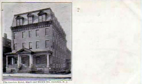Garden Hotel at the southwest corner of South 6th & Mickle Street, photo circa 1897