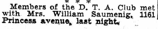 D.T.A. Club meets with Mrs. William Saumenig — Camden Courier-Post, June 18, 1932
